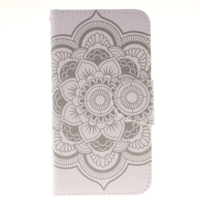 

Белые цветы Дизайн Кожа PU откидная крышка бумажника карточки Дело держатель для LG K8