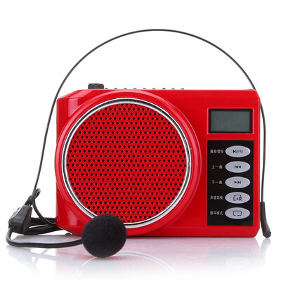 

AKER) AK58 loudspeaker LCD display digital song FM radio portable waist hanging loudspeaker small bee sound (red