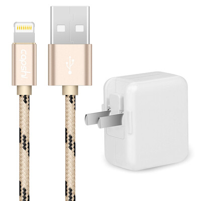 

Capshi Apple Charger Set 2A Mobile Phone Charger Head Apple Data Cable 12 Meter Gold for iPhoneXS maxXR87Plus65