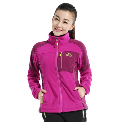 

Pearson and (PELLIOT) Fleece men and women outdoors warm breathable leisure collar collar cardigan thicken fleece clothing 1710 female rose red M