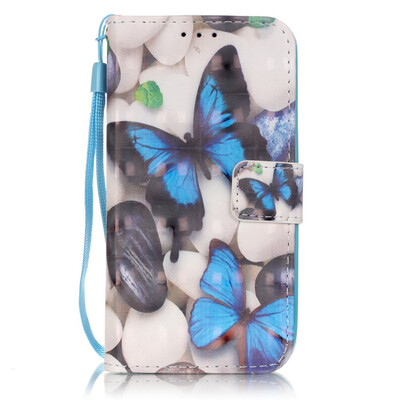 

Голубая бабочка Дизайн PU кожа флип кошелек карты держатель чехол для SAMSUNG S4