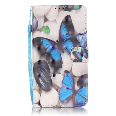 

Голубая бабочка Дизайн PU кожа флип кошелек карты держатель чехол для SAMSUNG Note5