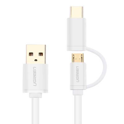 

кабель для передачи данных Зеленый United комбо Andrews Micro USB / Type-C поддерживает телефон зарядного кабеля просо Huawei P9 виво / OPPO музыку 0,25 м 30541 розового золота