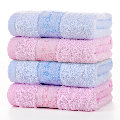 

【Jingdong Supermarket】 Bamboo Kam Towel Home Textiles Bamboo Fiber Children's Plain Cartoon Tatin Satin Water Towel 4 Paste Powder * 2 / Blue * 2 55g / Article 26 × 50cm