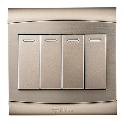 

Выключатель Bull (BULL) G19 серия четыре открытых переключателя управления 86 типа панели G19K412Y металлическая проволока чертежная панель шампанское золото