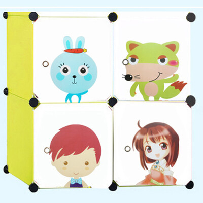 

[Супермаркет] Кинг Вей Jingdong детей сочетание книжного шкафа ящик для хранения 4 Сетка пластиковая игрушка розовый