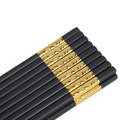 

Double gun (Suncha) chopsticks alloy chopsticks ten pairs of non-mildew easy to clean stainless steel chopsticks gift hotel Japanese chopsticks KZ4062 gold
