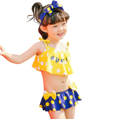 

Qiaohai (QIHAI) 6601-6 new large children's children's swimwear separate girls sexy wave point Korean hot spring swimwear pink XXL code