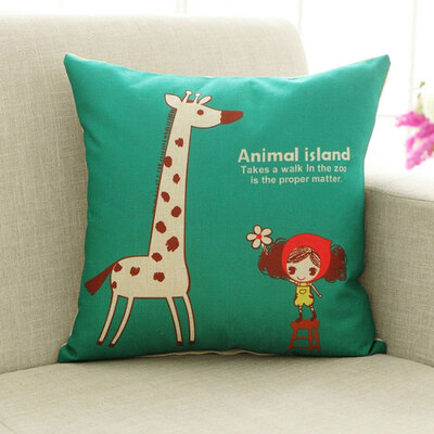 

Ying Xin home textiles cartoon flax style pillow sofa cushions car waist cushions waist pillow with core night to spend 45x45cm