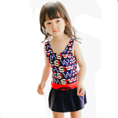 

Qiaohai QIHAI 6614-8 children&39s conjoined skirt swimsuit cute letters fashion was thin hot spring swimsuit girl possession blue XL code