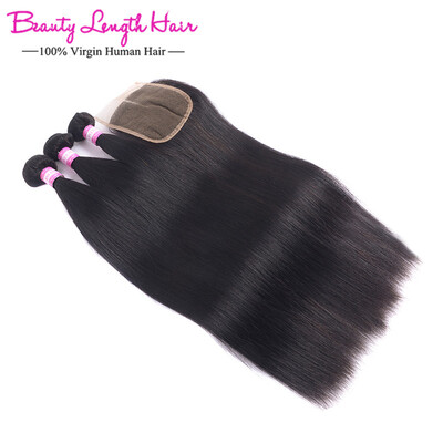 

Brazilian Virgin Hair With Closure 100 Human Hair Weave 3 Bundles With Lace Closure Brazilian Straight Hair With Closure