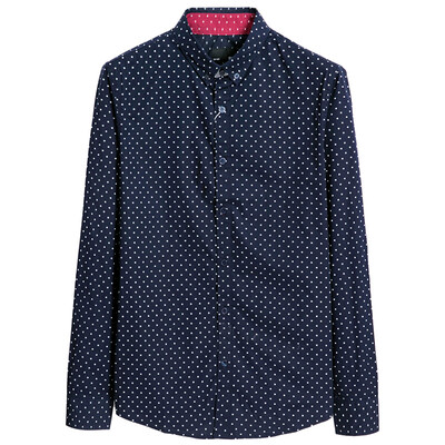 

Semir shirt male 2016 autumn&winter new men&39s side hit the color point point casual long-sleeved shirt Korean version of the tide 13316051202 blue&white tone
