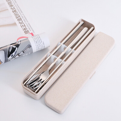 

Jingdong Supermarket Sunshine flying song 304 stainless steel chopsticks spoon fork Korean tableware portable box student white-collar travel environmental protection tableware chopsticks spoon fork three-piece gift box version