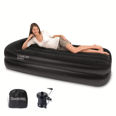 

Budweiser eco-friendly elegant black built-in pillow double-layer thick single inflatable bed air cushion bed inflatable mattress lunch break bed bed (including electric inflatable pump) 67381