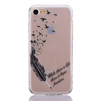 

Feathers&birds Pattern Soft Thin TPU Rubber Silicone Gel Case Cover for IPHONE 7