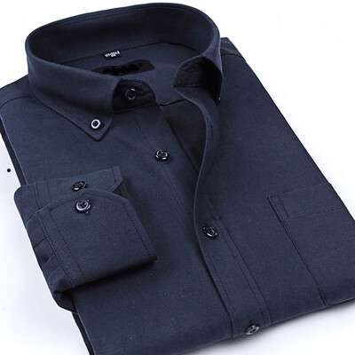 

Men's business casual long-sleeved shirt solid color