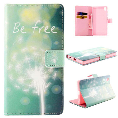 

Зеленый одуванчик Дизайн Кожа PU откидная крышка бумажника карты держатель чехол для SONY Xperia Z5