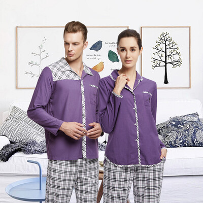 

Playboy 4817 Couple Pajamas Women&39s Clothing Cardigan Cardigan Summer Flower Long Sleeve Pajamas Cotton Set Dark Purple