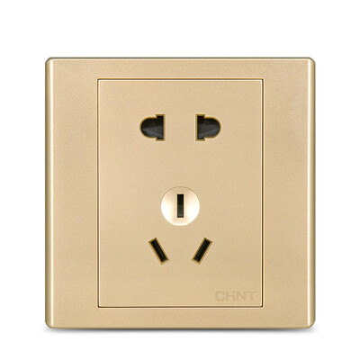 

Zhengtai CHNT socket panel switch socket five hole socket 12 only installed 10A champagne gold 7C series NEW7-C11102