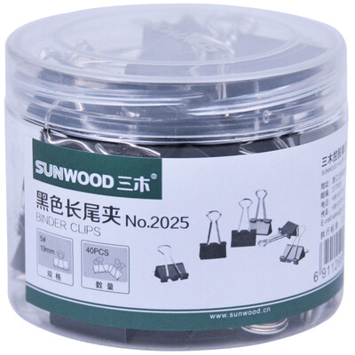 

Miki (SUNWOOD) 2025 19mm black long tail clip / long tail folder 40 / tube old and new packaging random