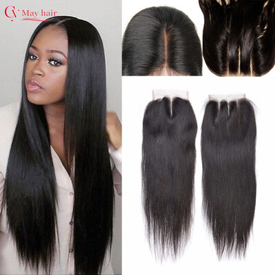 

7A Brazilian Straight Lace Closure Bleached Knots 4x4 Inch Natural Color 100 Virgin Human Hair Closure Middle Part Lace Closure