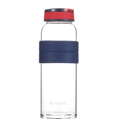 

Jingdong supermarket special carved TOMIC glass silicone anti-hot cute glass 1BSB1185 500ML blue red