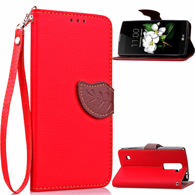 

Red Design PU Leather Flip Cover Wallet Card Holder Case for LG K7