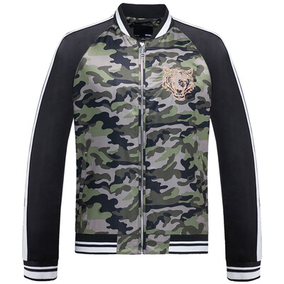 

Semir Men's Locomotive Punk Fountain Embroidered Tigers Printed Jacket 19316081344 Dark Green Tone 0194 M