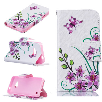 

Pink butterfly Design PU Leather Flip Cover Wallet Card Holder Case for Microsoft Lumia N550