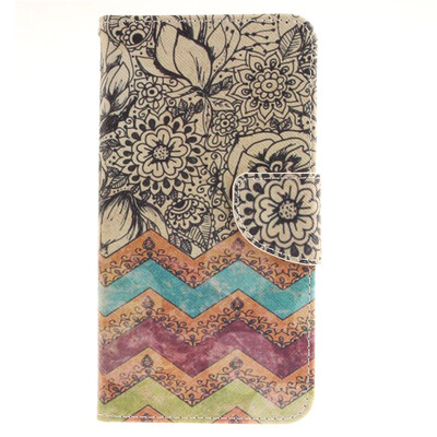 

Wave flower Design PU Leather Flip Cover Wallet Card Holder Case for LG G4 StylusLS770