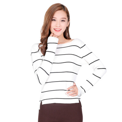 

Antarctic Nanjiren sweater women&39s long sleeves sweater women&39s Slim was thin bottomed shirt white stripes
