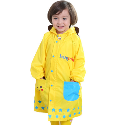 

hugmii children raincoat breathable windproof student poncho boy boy girl with book bag lion S