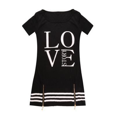 

BOHO Ladies Cotton Casual Tops Blouse Summer Womens Love Printed Mini Dress