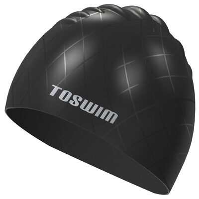 

TOSWIM Serie Silver Black Silicone Swimming cap