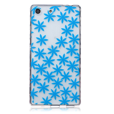 

Blue chrysanthemum Pattern Soft Thin TPU Rubber Silicone Gel Case Cover for SONY Xperia M5