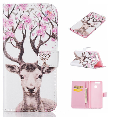 

Deer Design PU Leather Flip Cover Wallet Card Holder Case for HUAWEI P9