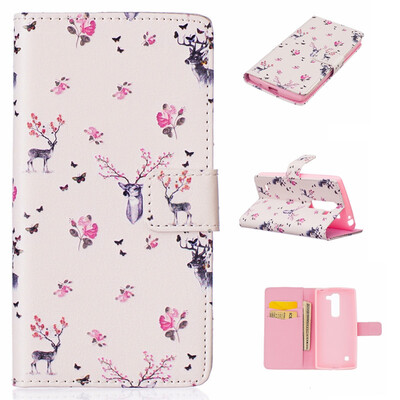 

Deer Design PU Leather Flip Cover Wallet Card Holder Case for LG Spirit H422