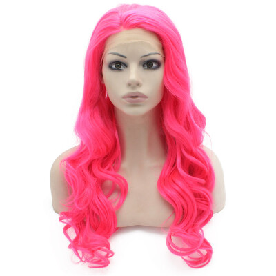 

Iwona Synthetic Hair Lace Front Long Wavy Hot Pink Wig