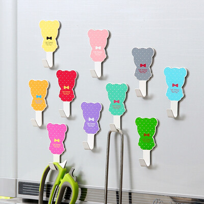 

Ou Runzhe hook stainless steel paste type bear hooking paste multi-purpose kitchen bathroom storage stick hook coat hook large 6 Pack