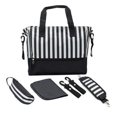 

My beloved multi-functional large-capacity mummy bag five sets of pregnant women to be produced package shoulder bag diagonal package ZA17928 black stripes