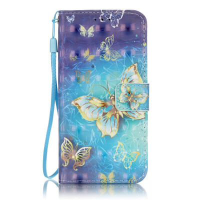 

Golden Butterfly Design PU Leather Flip Cover Wallet Card Holder Case for SAMSUNG S7