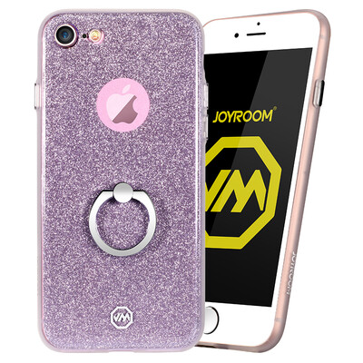 

Machine music hall Apple 87 flashing powder case protective cover finger buckle bracket thin anti-drop mobile phone sets for iPhone8 7 47 inch honey series purple