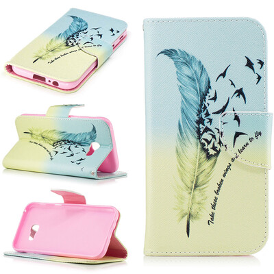 

Feathers and birds Design PU Leather Flip Cover Wallet Card Holder Case for Samsung Galaxy A5 2017
