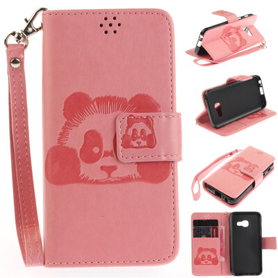 

Pink Panda Style Embossing Classic Flip Cover with Stand Function and Credit Card Slot for SAMSUNG Galaxy A5 2017/A520