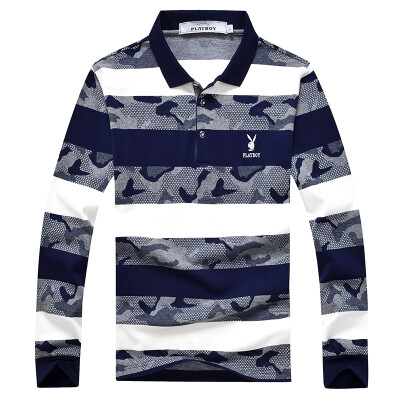 

PLAYBOY POLO Shirt Long Sleeve Business Turn Down Neck T Shirt