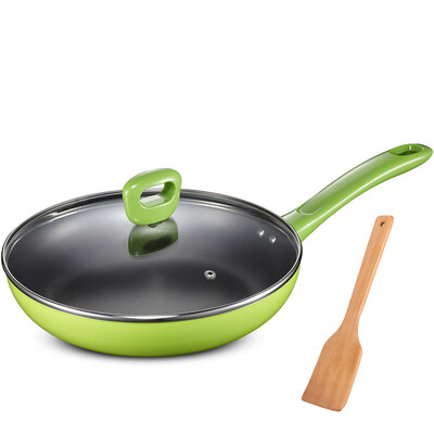 

Love Shi Da 26CM fire dragon eyes new non-stick gorgeous color frying pan WG8126G pan non-stick pan frying pan wok can be fried pancakes fried steak with green lid
