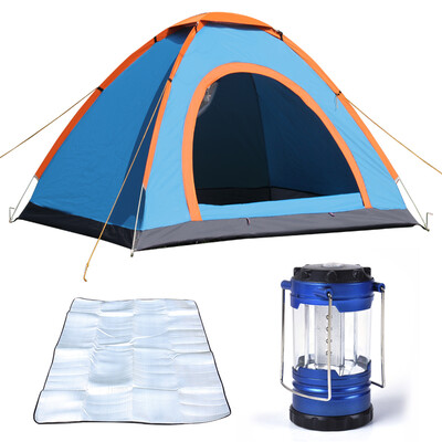 

Tieli Shi outdoor camping hand tents open speed double open multi-person tent camping leisure single layer picnic picnic tent blue LY-1007