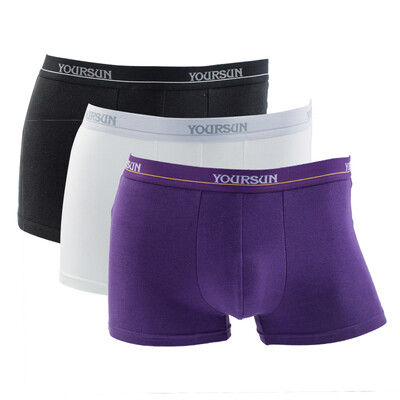 

(3 упаковки) Мужское нижнее белье Комфорт хлопок Шарп брюки шорты Белый + Черный + Глубокий фиолетовый XXXL / 185