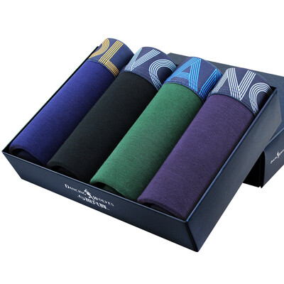 

Dance with the wolf men&39s underwear breathable movement in the waist lan fine sticky fiber fashion wide ribs tendon flat feet pants four mixed color 3133-4 mixed