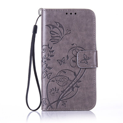 

Gray Flower Design PU Leather Flip Cover Wallet Card Holder Case for HUAWEI Y625